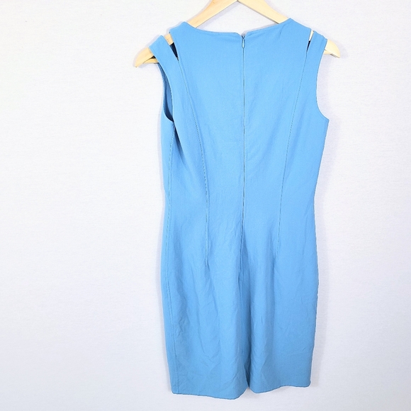 Michael Kors Italy Blue Square Neck Sheath Dress - Picture 2 of 7